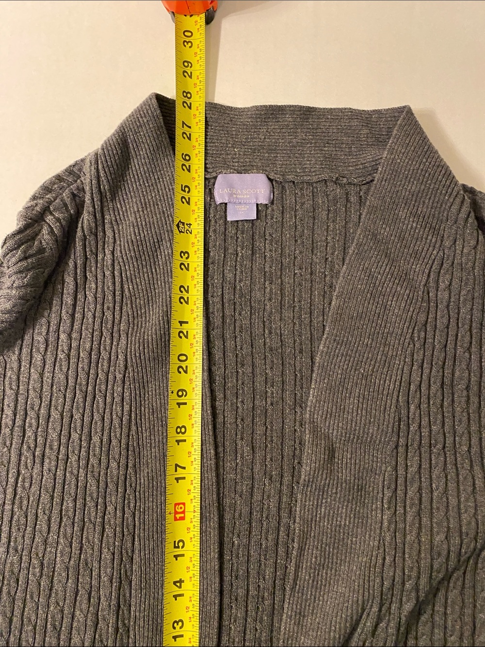 Laura Scott Charcoal Gray Cable-Knit Open Cardigan - Picture 5 of 5